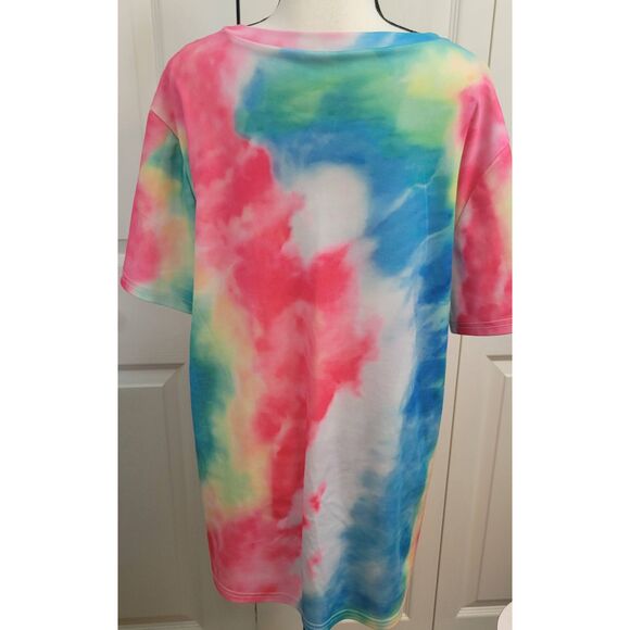 Tie Dye Cotton/Poly Short Sleeve Vneck Sz XL Tee Unbranded Medium Weight - Picture 2 of 4